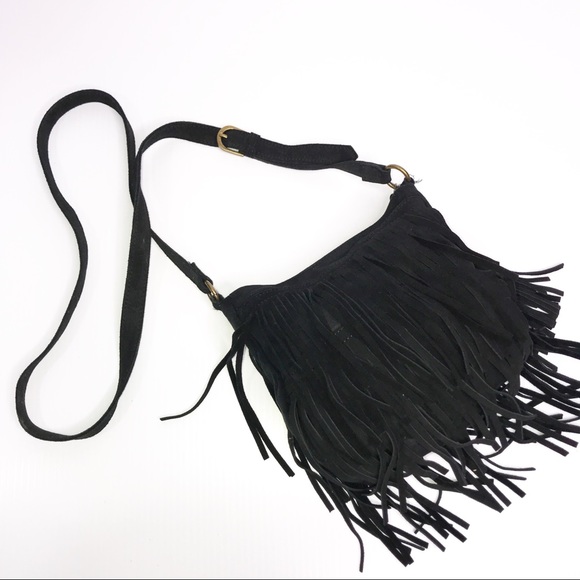 Mossimo Supply Co. Handbags - Mossimo Black Fringe Suede Crossbody Bag